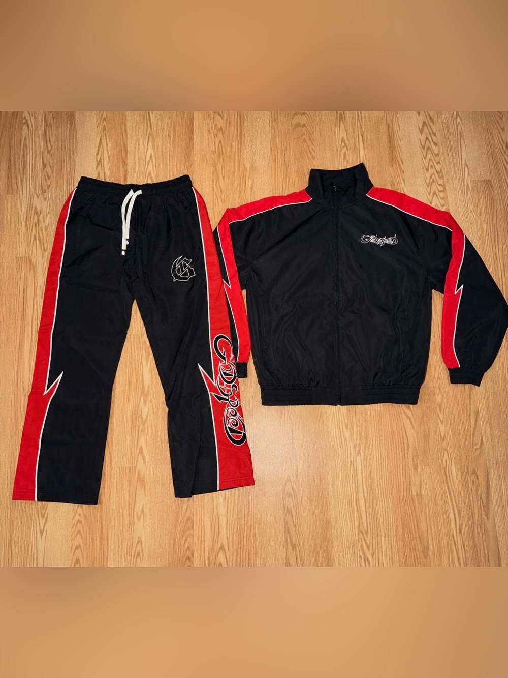 Godspeed black and red tracksuit set